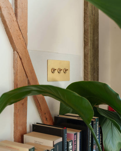 Sennaro Minimalist Brass 3-Gang Toggle Switch
