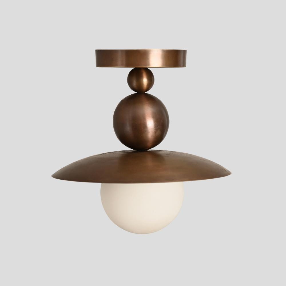 Seravin Mid-Century Brass Globe Semi-Flush Light
