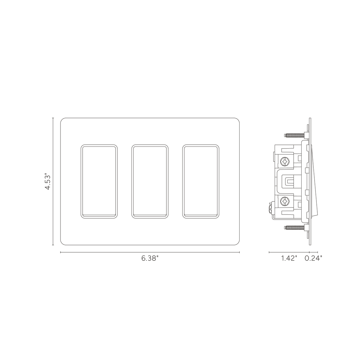 Quillane Minimalist Brass 3-Gang Rocker Switch