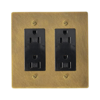 Galveno Vintage Solid Brass 2-Gang Outlet