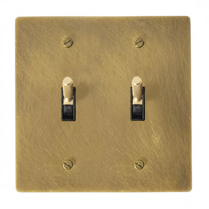 Esmerow Vintage Brass Knurled 2-Gang Toggle Switch