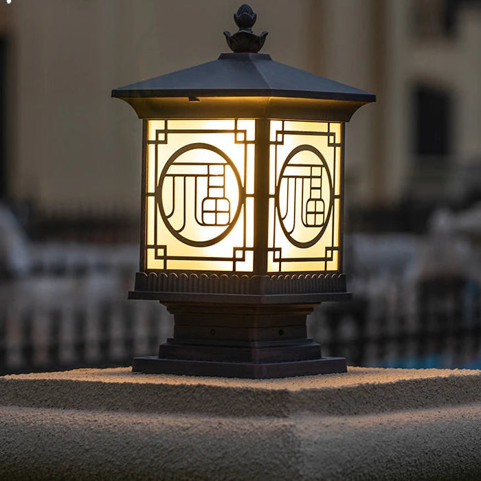 Zentari Art Deco Metal Lantern Pillar Light