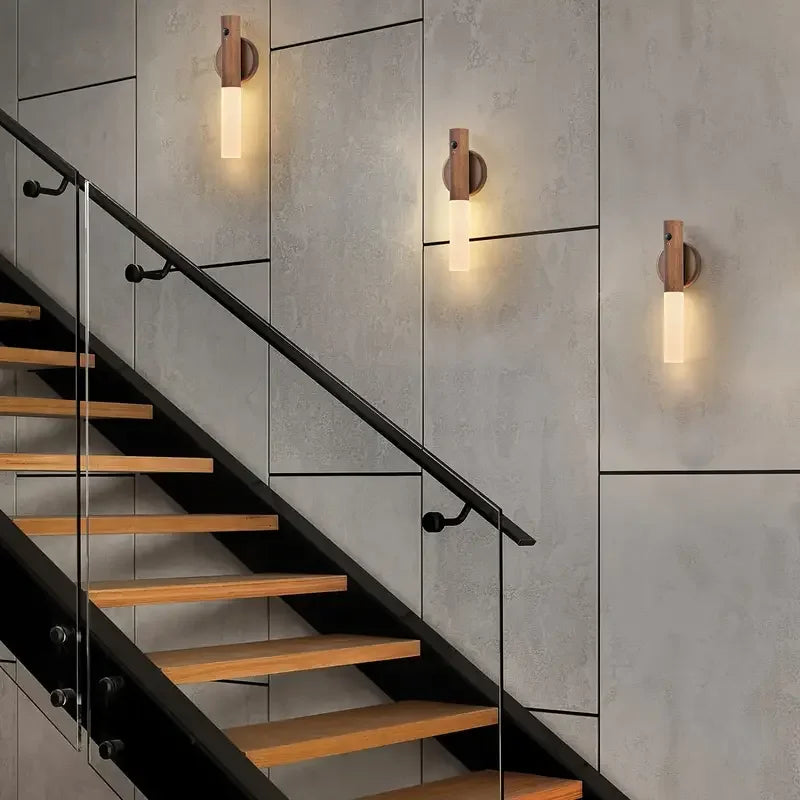 Oakmira Minimalist Wood Motion Sensor Wall Light