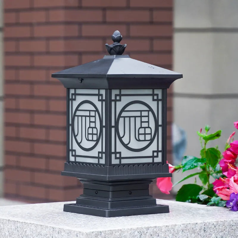 Zentari Art Deco Metal Lantern Pillar Light
