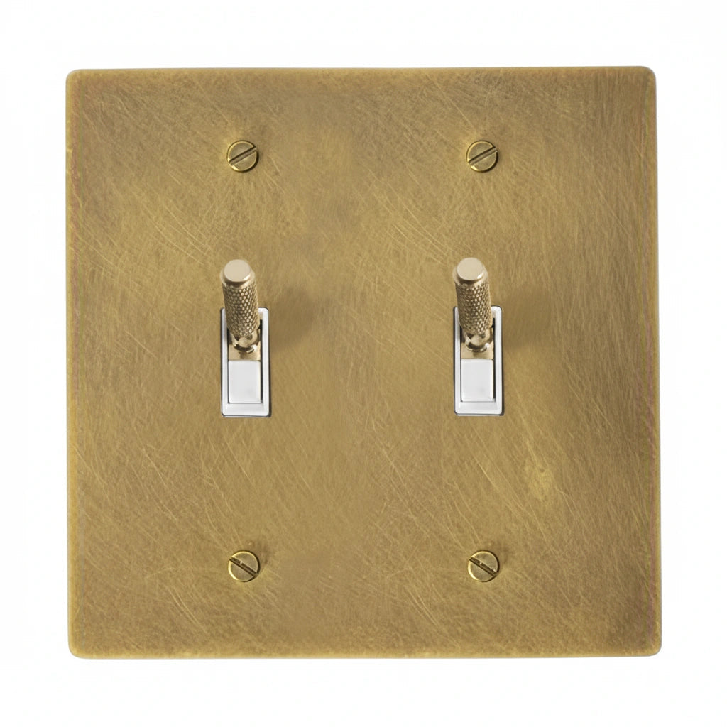Esmerow Vintage Brass Knurled 2-Gang Toggle Switch