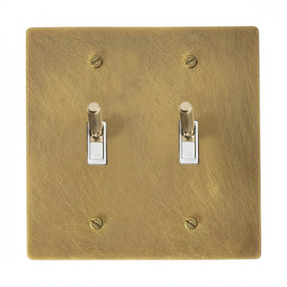 Esmerow Vintage Brass Knurled 2-Gang Toggle Switch