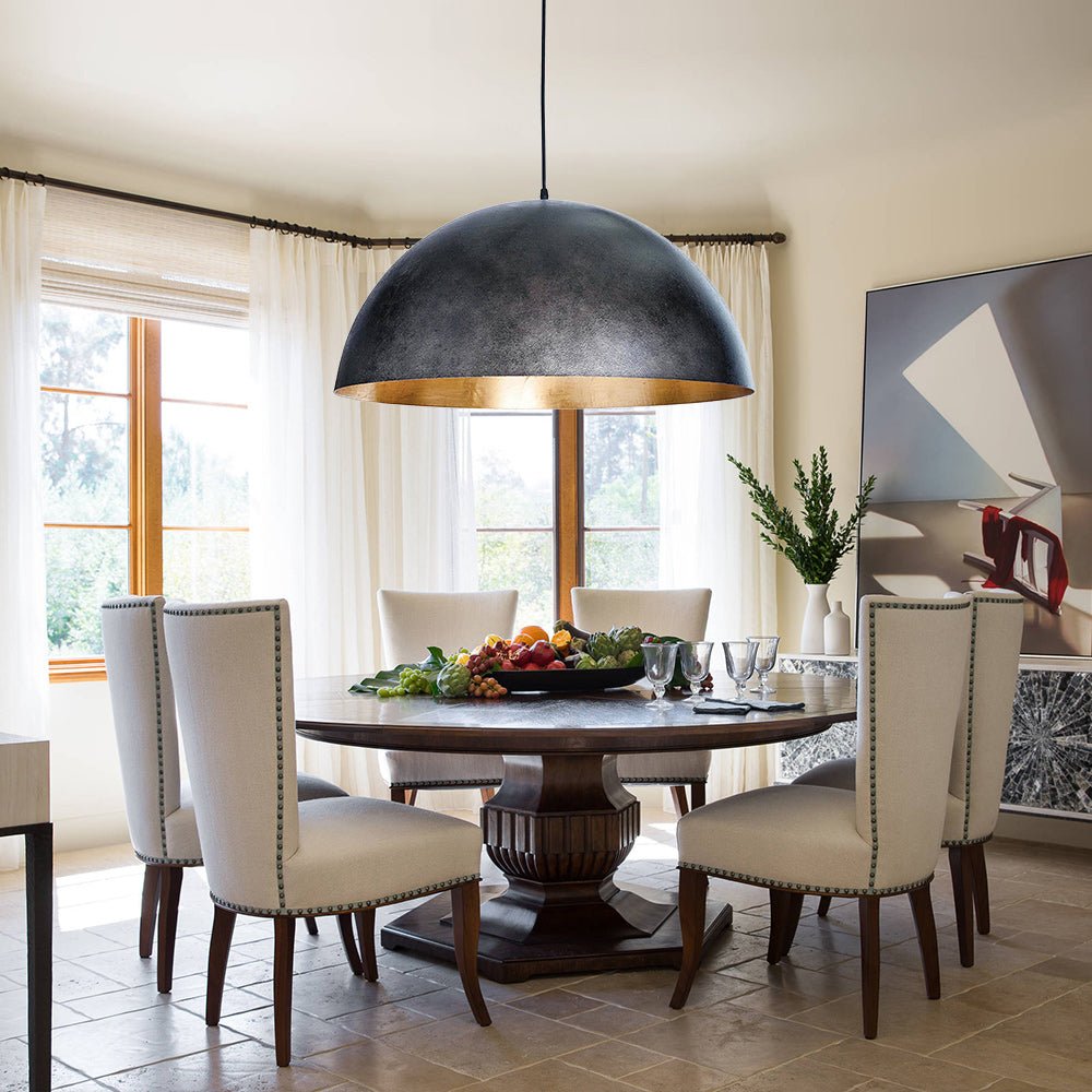 Domarra Industrial Metal Gold-Leaf Dome Pendant Light