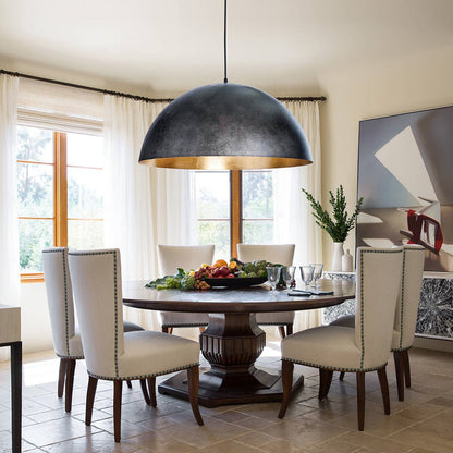 Domarra Industrial Metal Gold-Leaf Dome Pendant Light