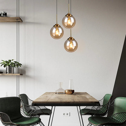 Orbelle Art Deco Brass Glass Globe Pendant Light