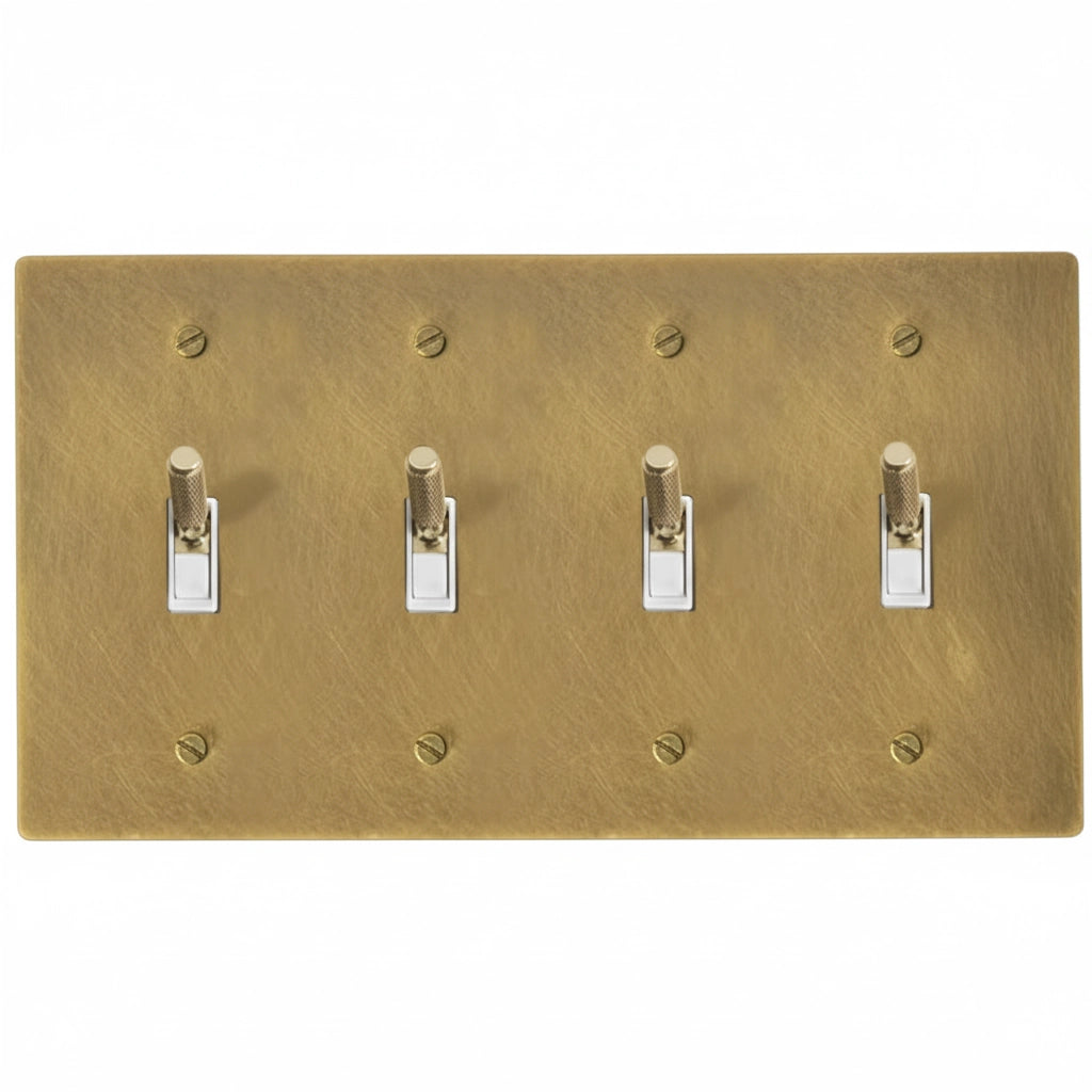 Halverin Vintage Solid Brass 4-Gang Toggle Switch