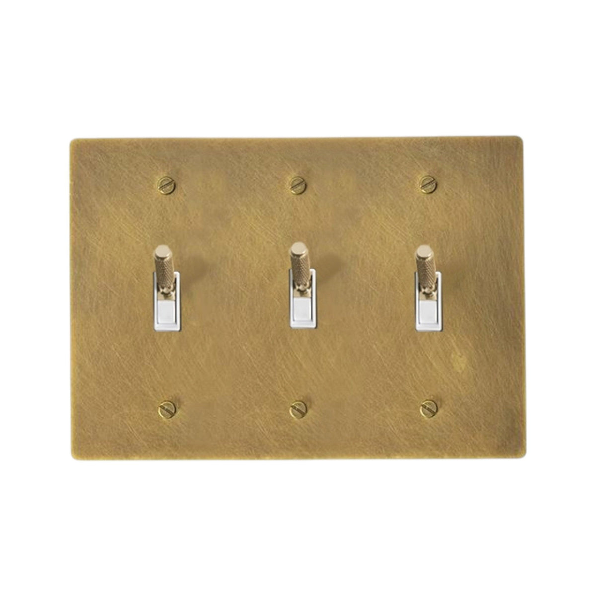 Ebrona Vintage Brass Knurled 3-Gang Toggle Switch