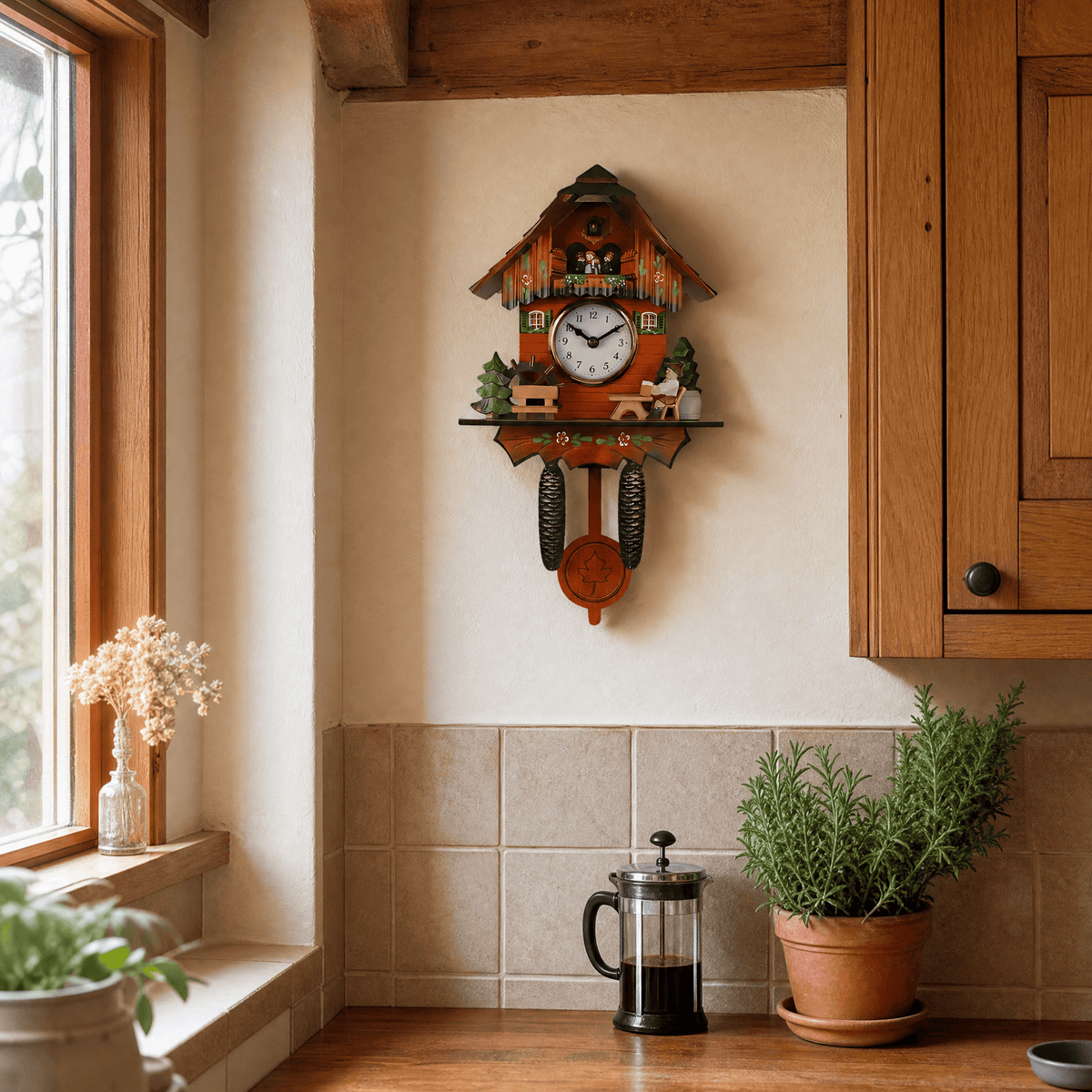 Corlinda Rustic Wood Cuckoo Clock