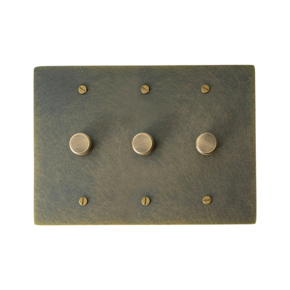 Faylore Vintage Brass 3-Gang Rotary Dimmer Switch
