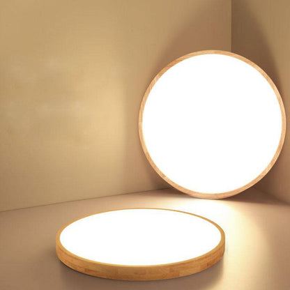 Lumivale Scandinavian Oak Flush Ceiling Light