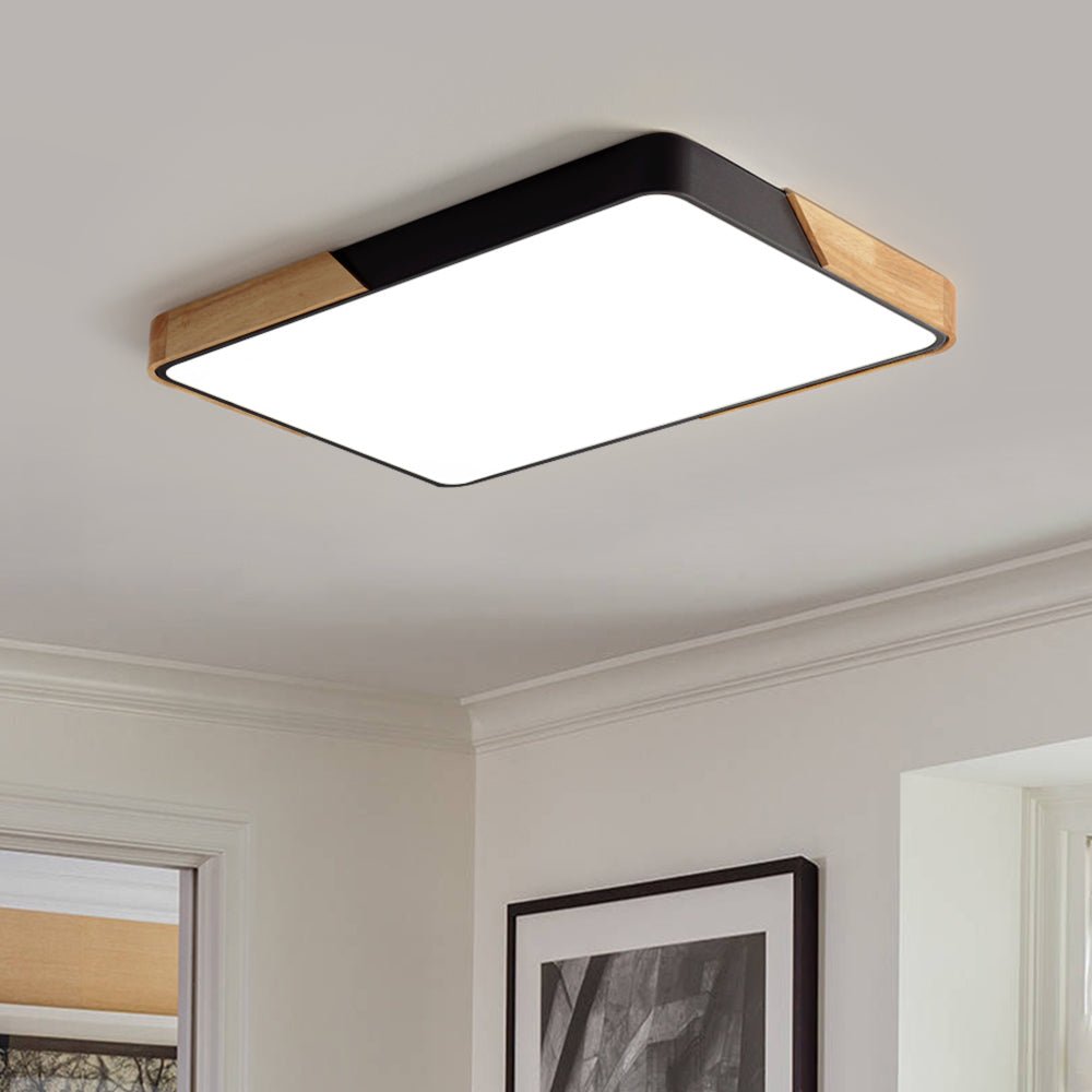 Quadrova Scandinavian Wood Rectangular LED Ceiling Light