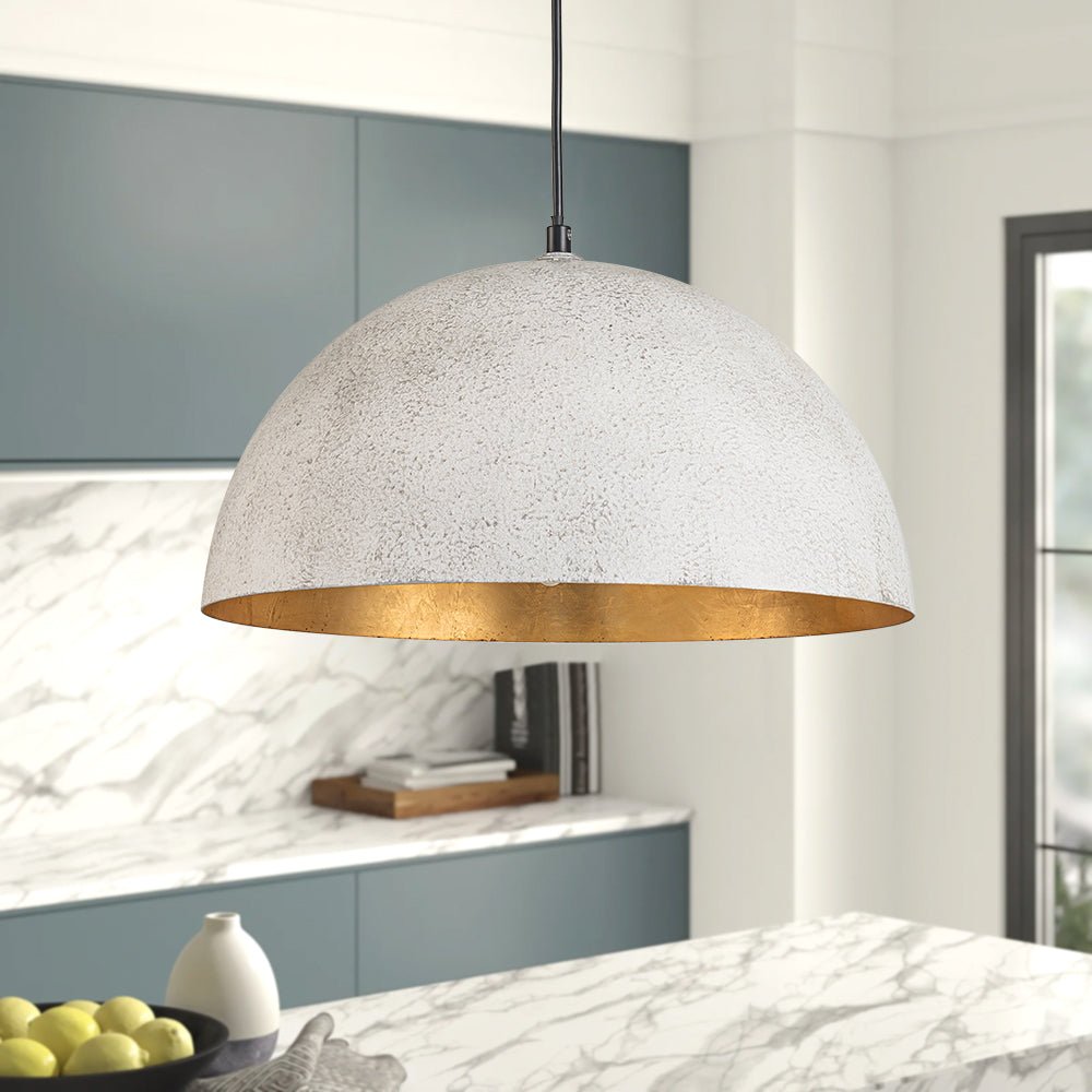 Domarra Industrial Metal Gold-Leaf Dome Pendant Light
