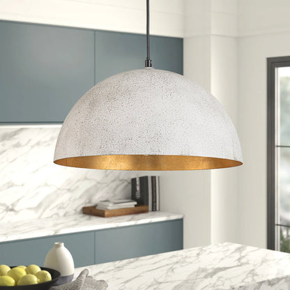Domarra Industrial Metal Gold-Leaf Dome Pendant Light