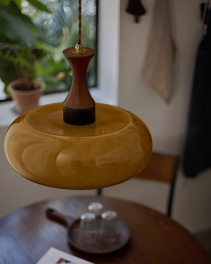 Amber Glass Plug-In Pendant