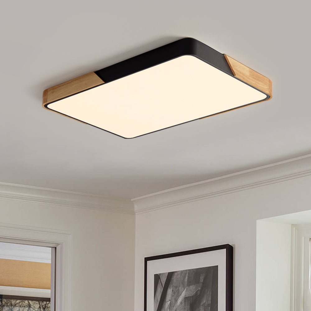 Quadrova Scandinavian Wood Rectangular LED Ceiling Light
