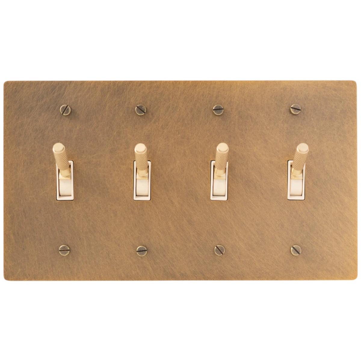 Halverin Vintage Solid Brass 4-Gang Toggle Switch