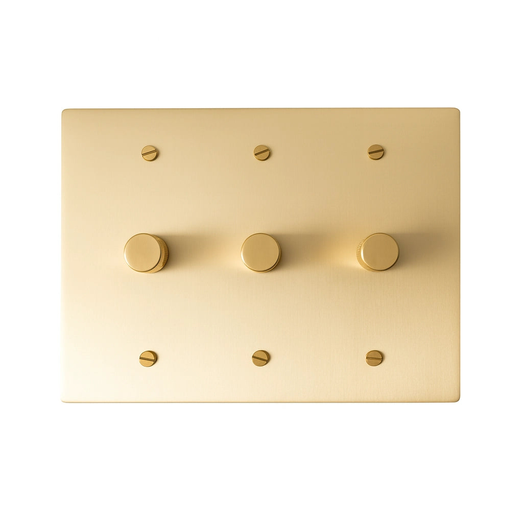 Faylore Vintage Brass 3-Gang Rotary Dimmer Switch