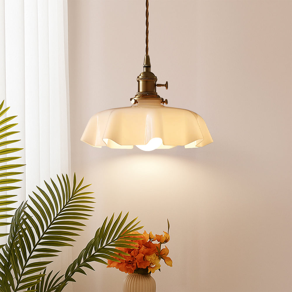 Coquille French Scalloped Glass Pendant Light