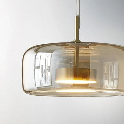 Tinted Glass Drum Pendant Light