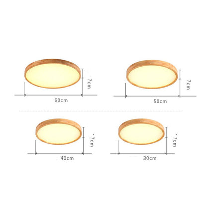 Lumivale Scandinavian Oak Flush Ceiling Light