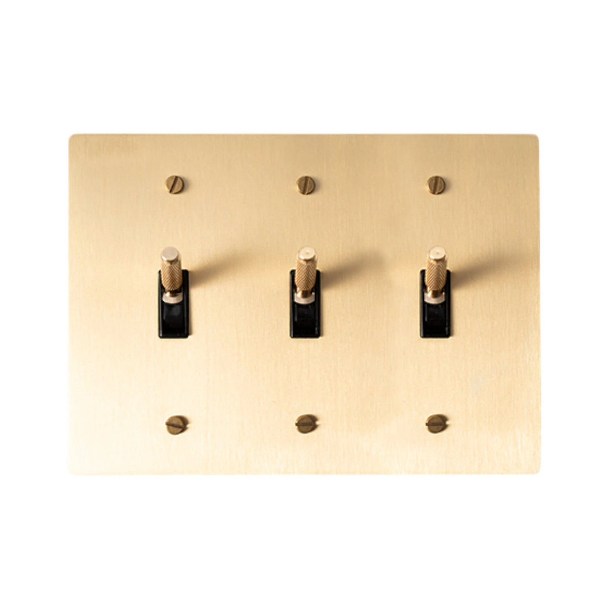 Ebrona Vintage Brass Knurled 3-Gang Toggle Switch