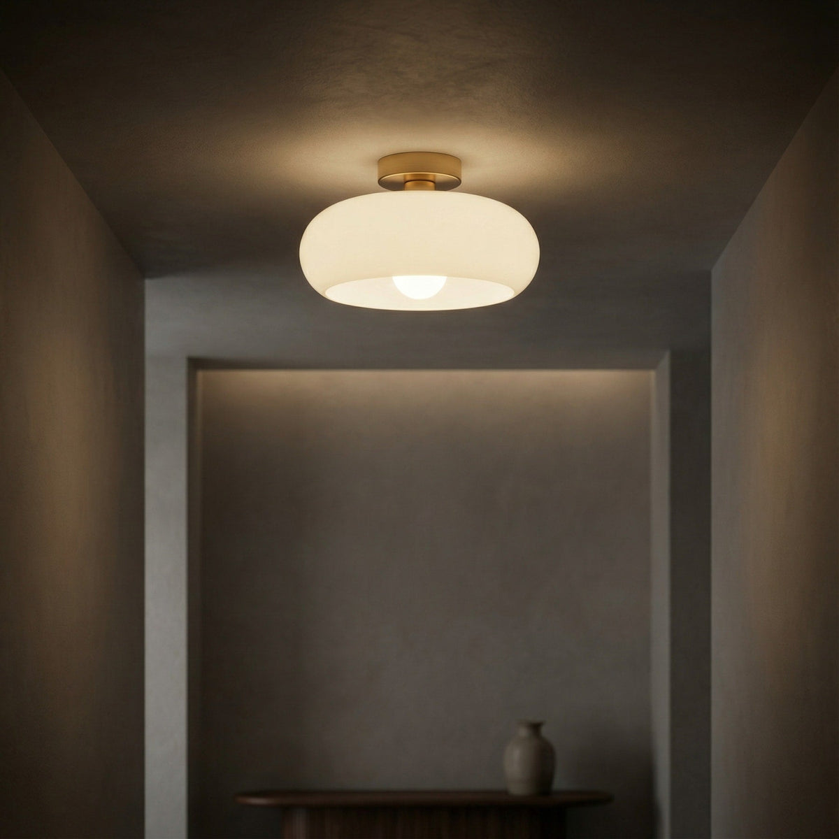 Glossy Glass Semi-Flush Ceiling Light