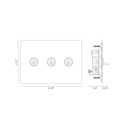 Sennaro Minimalist Brass 3-Gang Toggle Switch