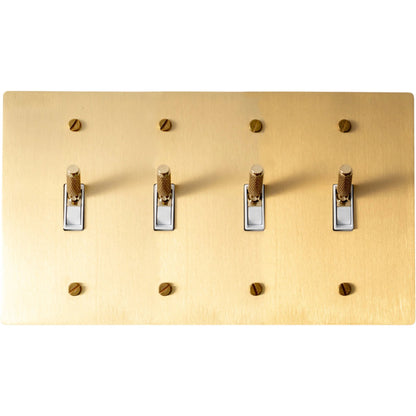 Halverin Vintage Solid Brass 4-Gang Toggle Switch