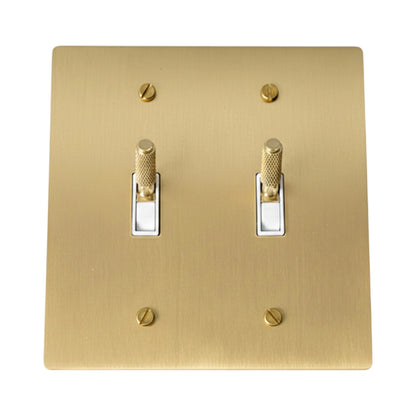 Esmerow Vintage Brass Knurled 2-Gang Toggle Switch