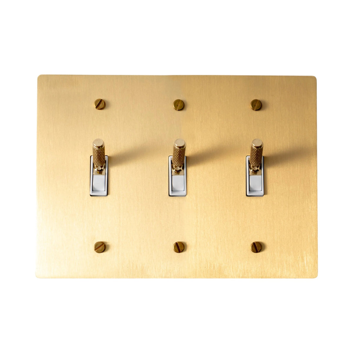 Ebrona Vintage Brass Knurled 3-Gang Toggle Switch