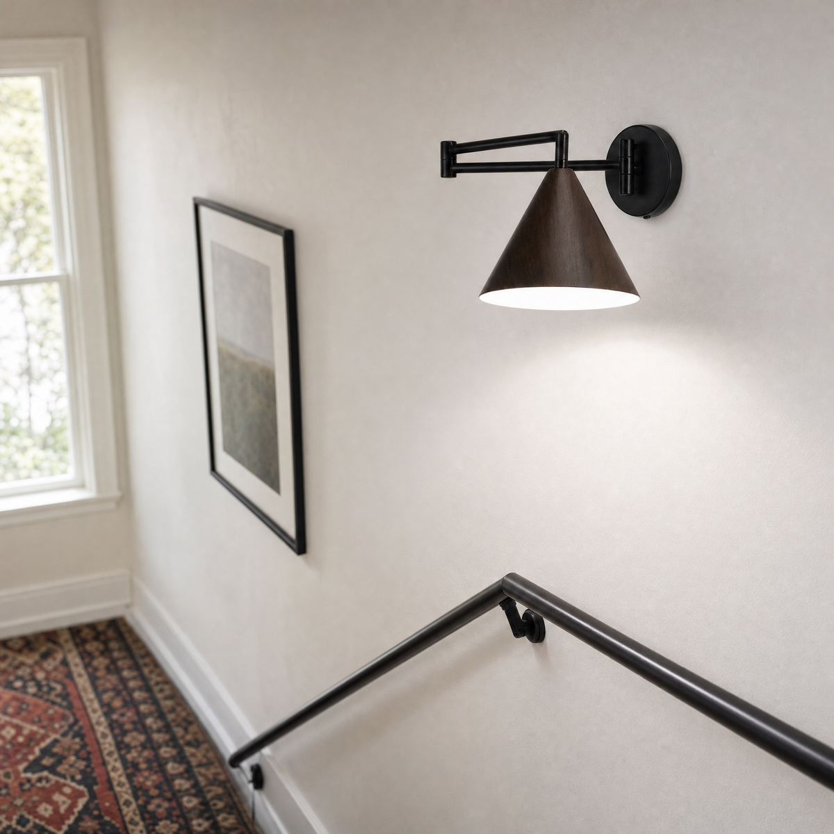 Linnoro Scandinavian Wood-Effect Swing Arm Wall Light