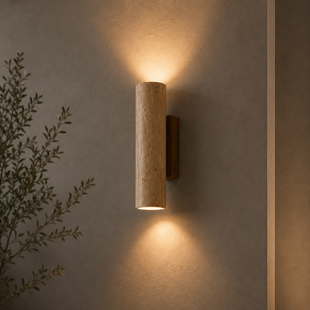 Kalvessa Japandi Travertine Wall Sconce