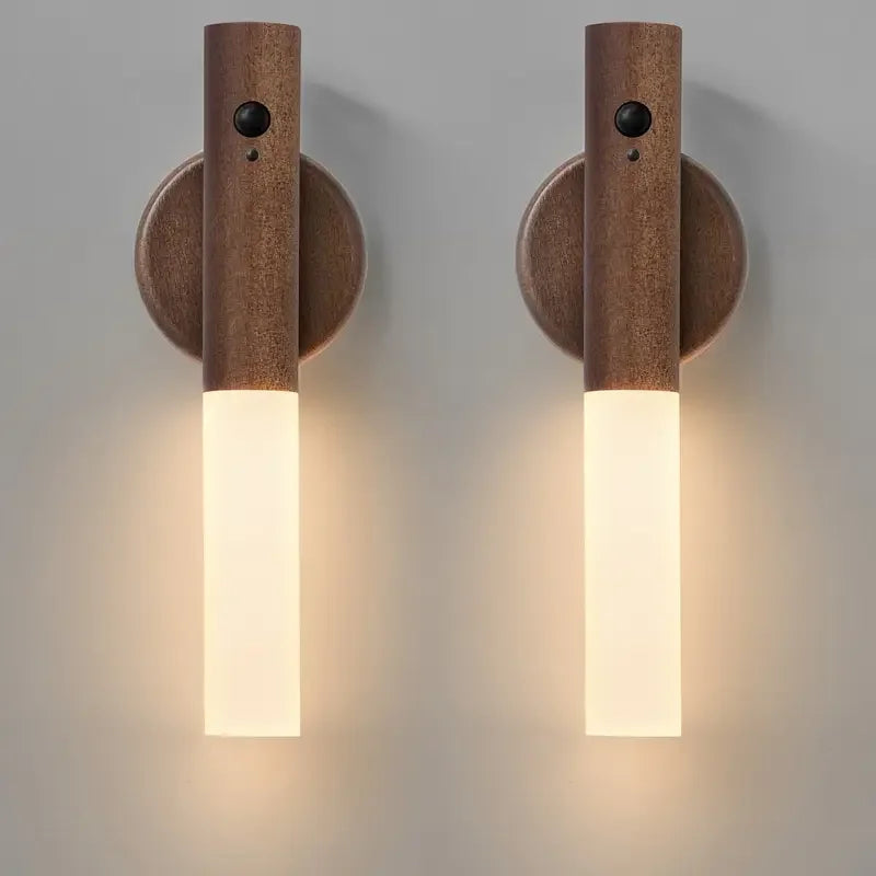 Oakmira Minimalist Wood Motion Sensor Wall Light