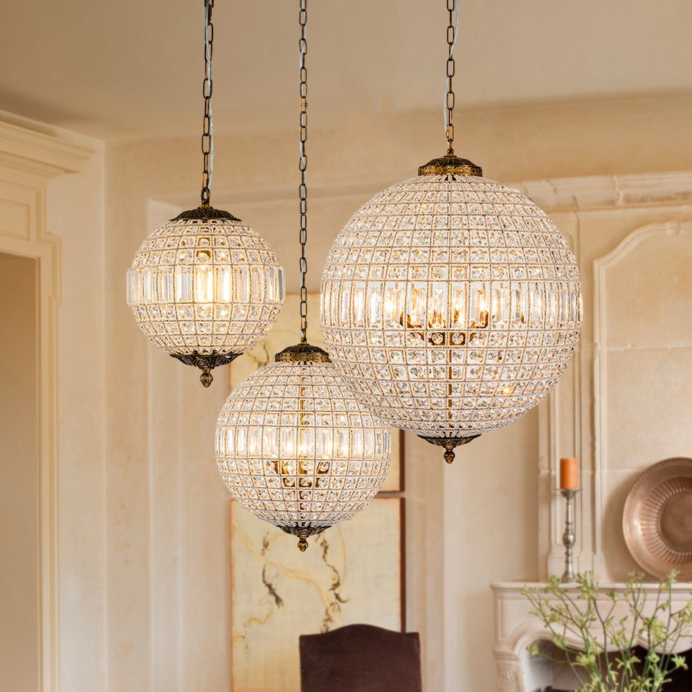 Crystavelle Regency Brass Crystal Orb Chandelier
