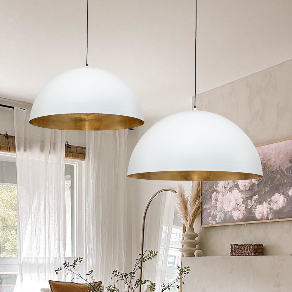 Domarra Industrial Metal Gold-Leaf Dome Pendant Light