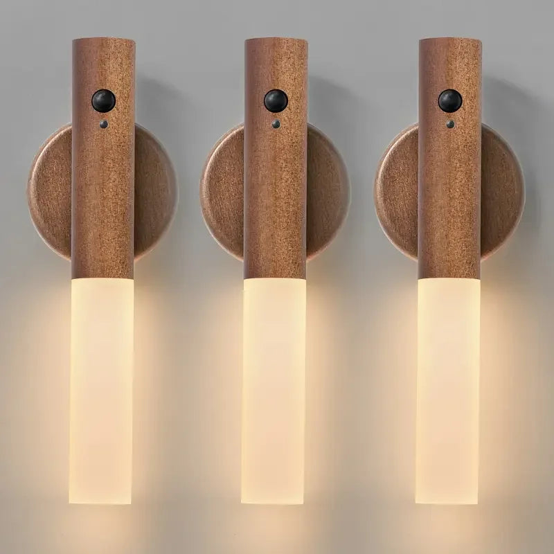 Oakmira Minimalist Wood Motion Sensor Wall Light