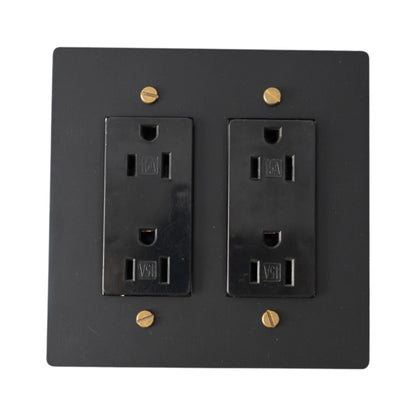 Galveno Vintage Solid Brass 2-Gang Outlet