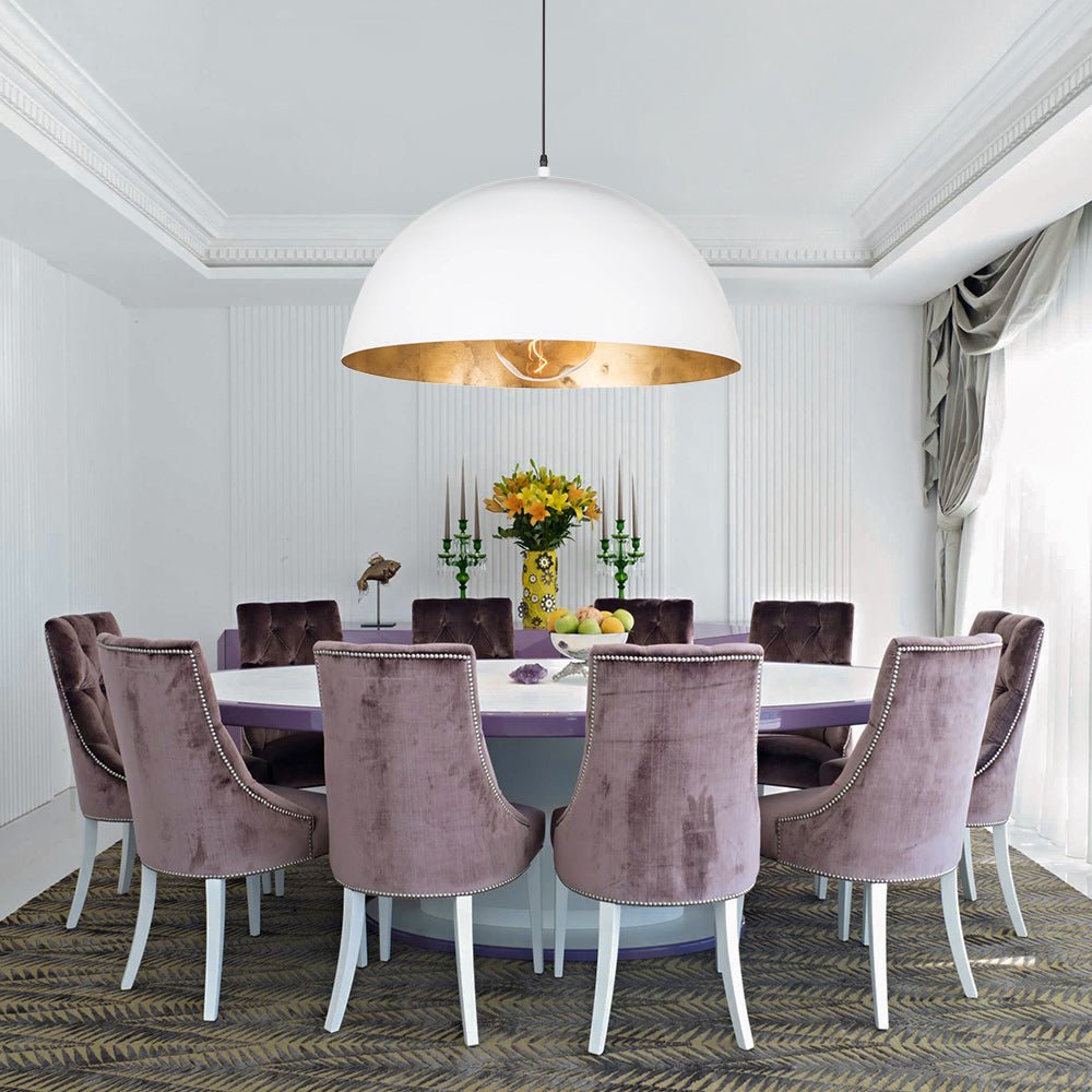 Domarra Industrial Metal Gold-Leaf Dome Pendant Light