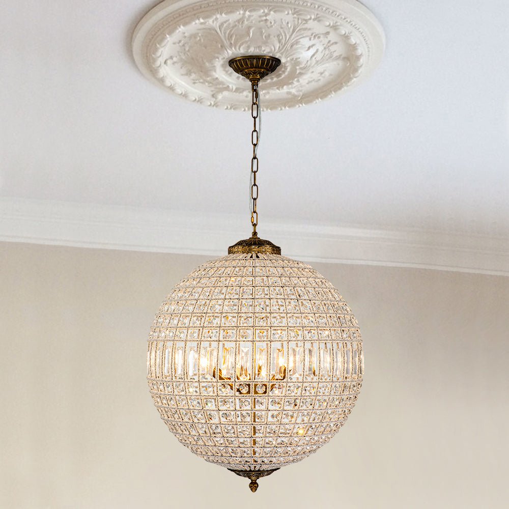 Crystavelle Regency Brass Crystal Orb Chandelier