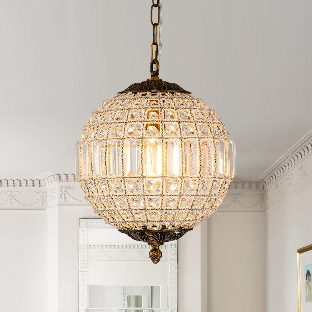 Crystavelle Regency Brass Crystal Orb Chandelier
