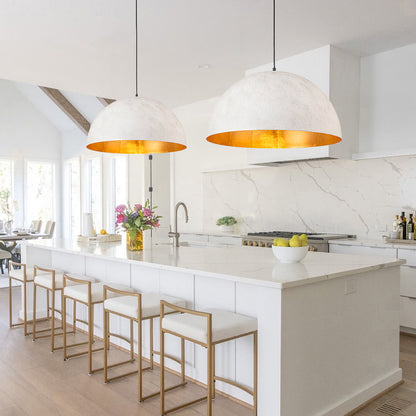 Domarra Industrial Metal Gold-Leaf Dome Pendant Light