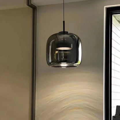 Tinted Glass Drum Pendant Light