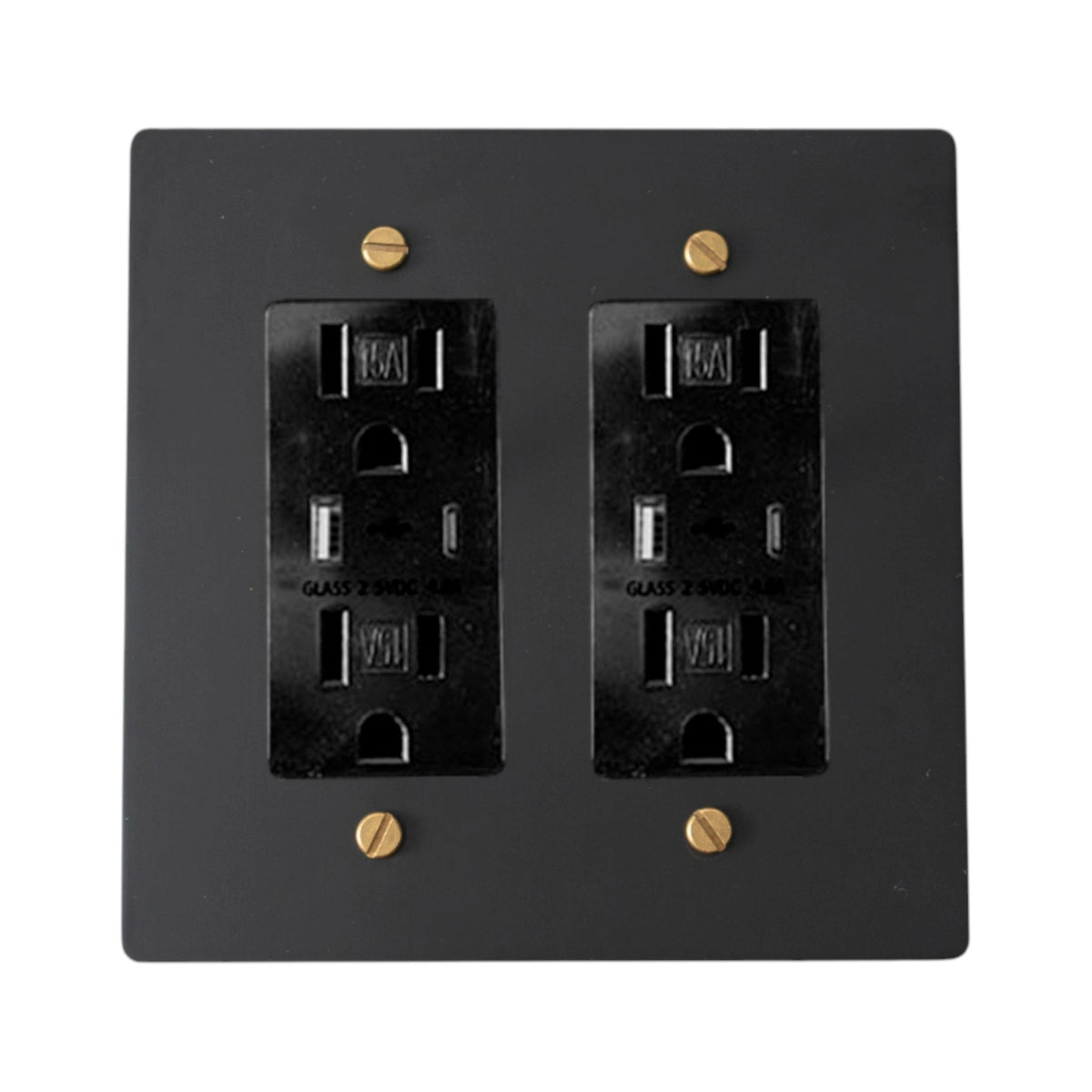 Galveno Vintage Solid Brass 2-Gang Outlet