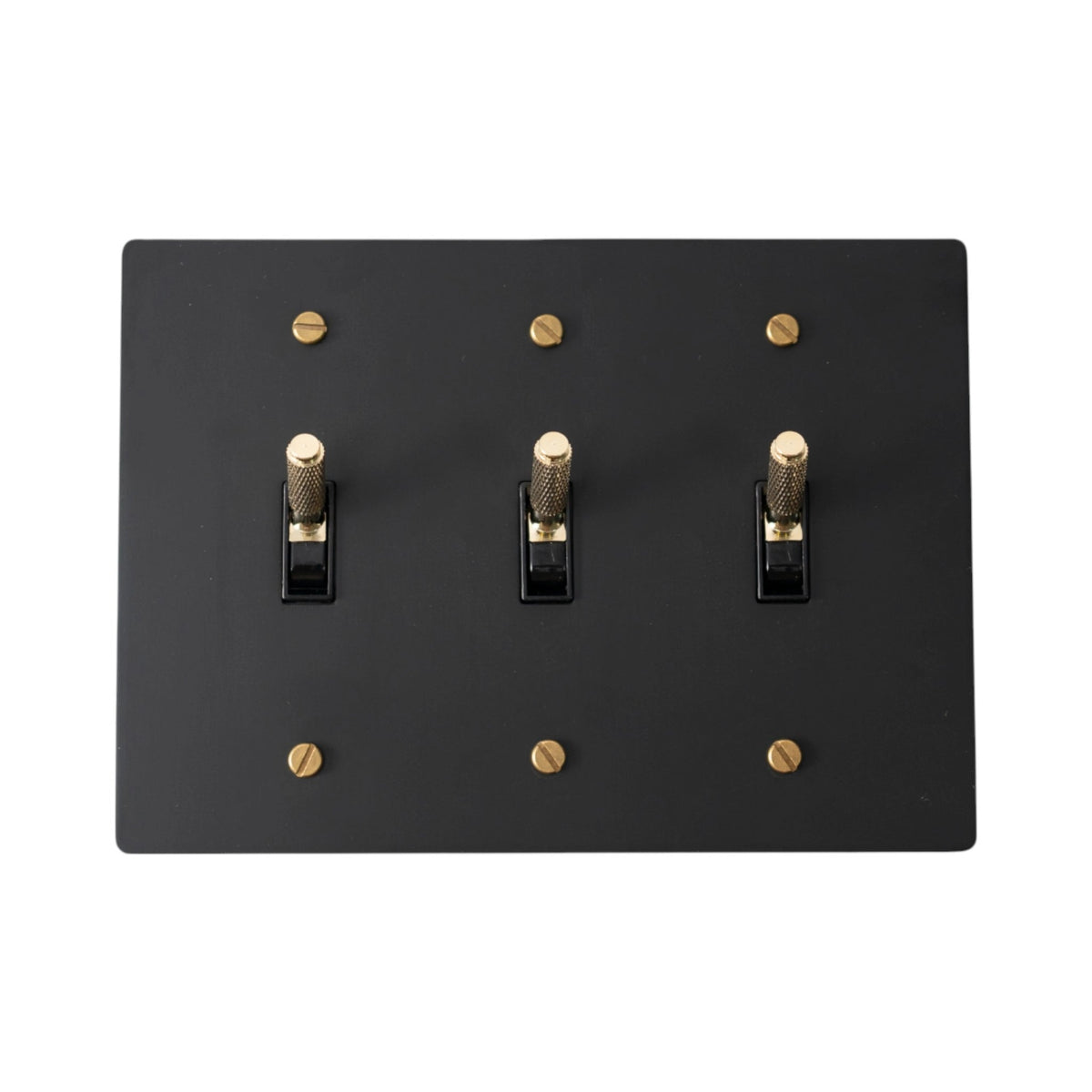 Ebrona Vintage Brass Knurled 3-Gang Toggle Switch