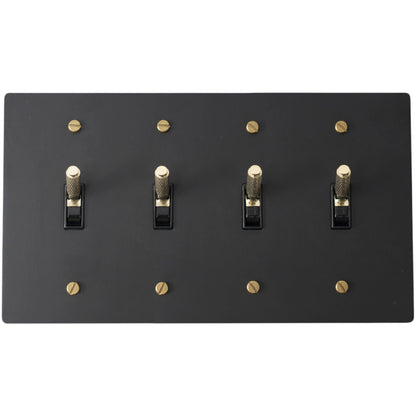 Halverin Vintage Solid Brass 4-Gang Toggle Switch