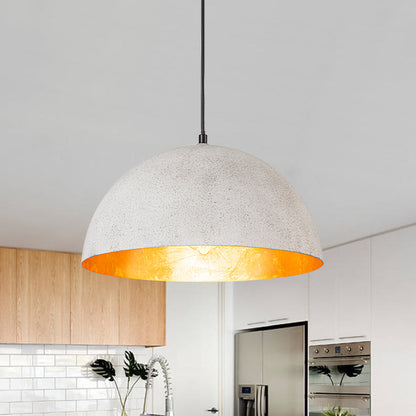Domarra Industrial Metal Gold-Leaf Dome Pendant Light